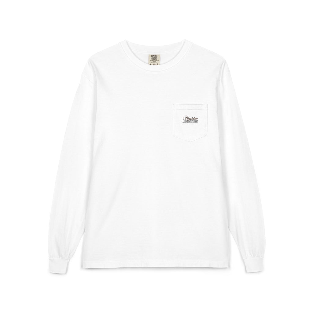 Physician Assistant Student Long Sleeve Pocket Tee — Medical Icons Back Print