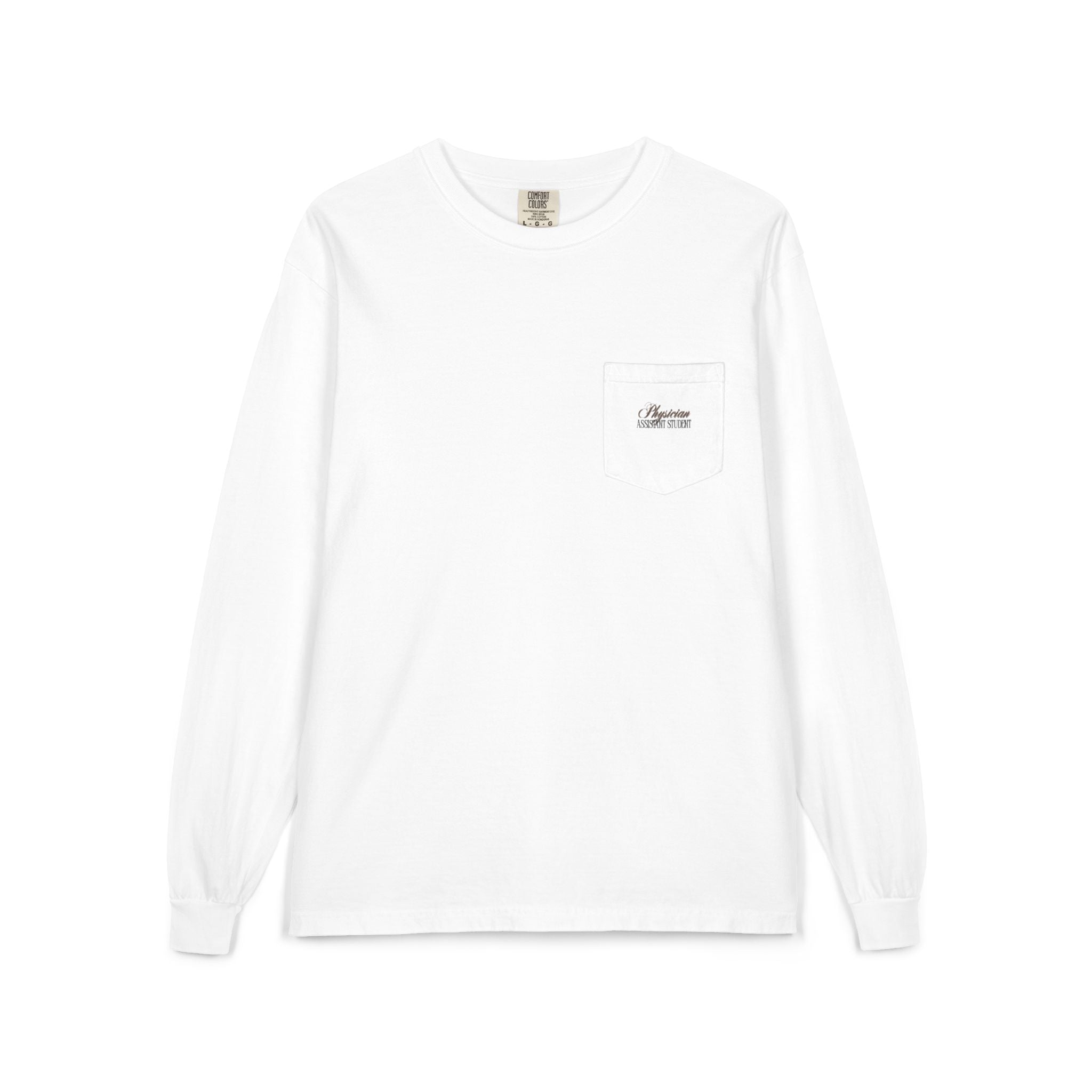 Physician Assistant Student Long Sleeve Pocket Tee — Medical Icons Back Print